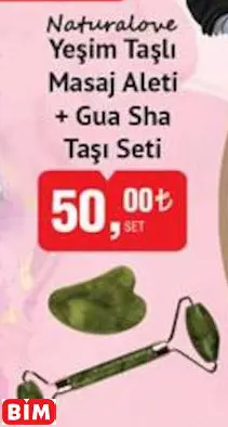 NATURALOVE YEŞİM TAŞLI MASAJ ALETİ + GUA SHA TAŞI SETİ